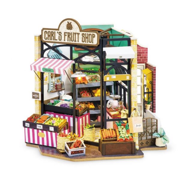 ROBOTIME DG142 Carl’s Fruit Shop – Happy Corner DIY Dollhouse