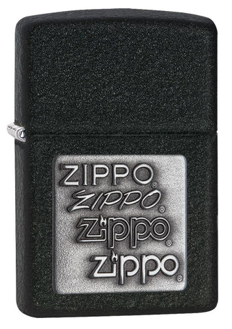 Black Crackle Silver Zippo Logo