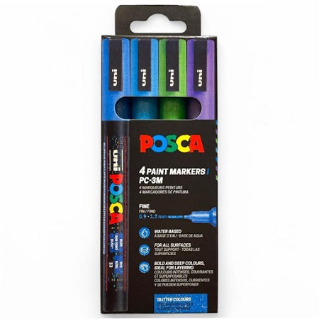 POSCA ΣΕΤ 4 ΜΑΡΚΑΔΟΡΟΙ PC-3M COOL SPARKLING COLOURS POSCA ΣΕΤ 4 ΜΑΡΚΑΔΟΡΟΙ PC-3M COOL SPARKLING COLOURS